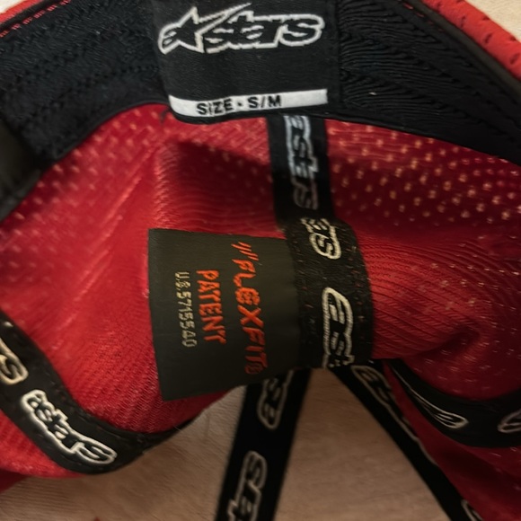 Alpinestars Red W/White Embroidered Logo Flex Back Baseball Hat/Cap  Sm-Med - Picture 4 of 4